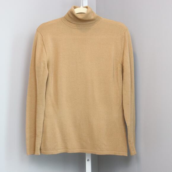 Vintage Harold's Merino Wool Turtleneck Sweater Tan Size M Hong Kong - Picture 1 of 6